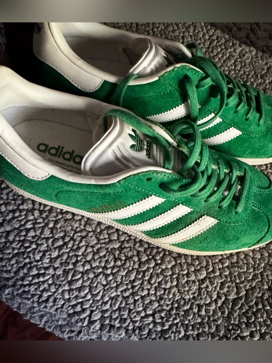 adidas Shoes - adidas Gazelle Green Suede Sneakers with White Stripes